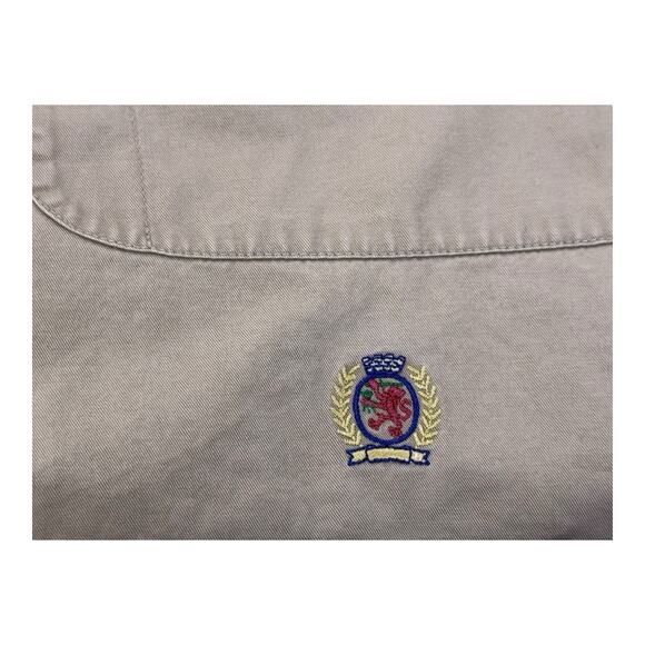 Tommy Hilfiger Shirt Mens Medium Khaki Button Down Oxford Crest Streetwear Y2K - Picture 12 of 15